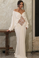 Lace Cutout Off Shoulder Maxi Dress