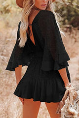Lace Panel Batwing Sleeve Boho Dress