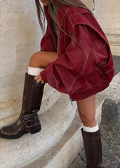 Oversized Red Zipper Jacket