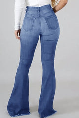 High Waist Ripped Stretch Flare Jeans