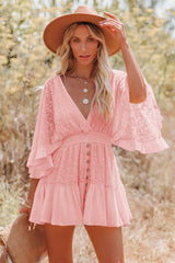 Lace Panel Batwing Sleeve Boho Dress