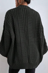 Oversized Cable Knit V Neck Button Cardigan