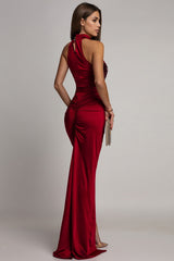 Velvet Sequin Slit Midi Bodycon Dress