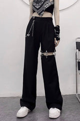 Cutout Tailored Slim Straight Pants