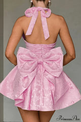 Elegant Evening Halter Bow Tie Party Dress