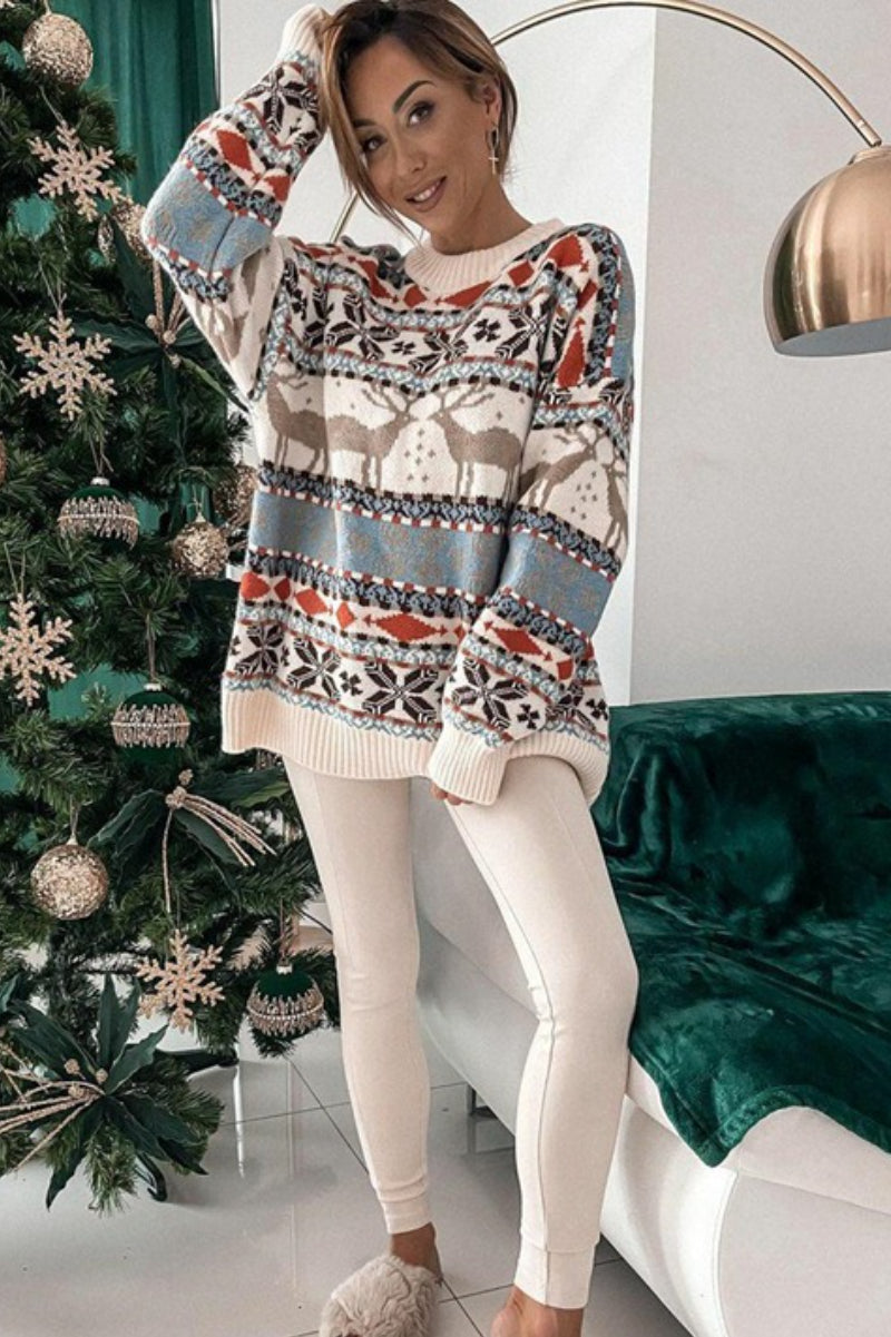 5-Color Block Christmas Striped Sweater