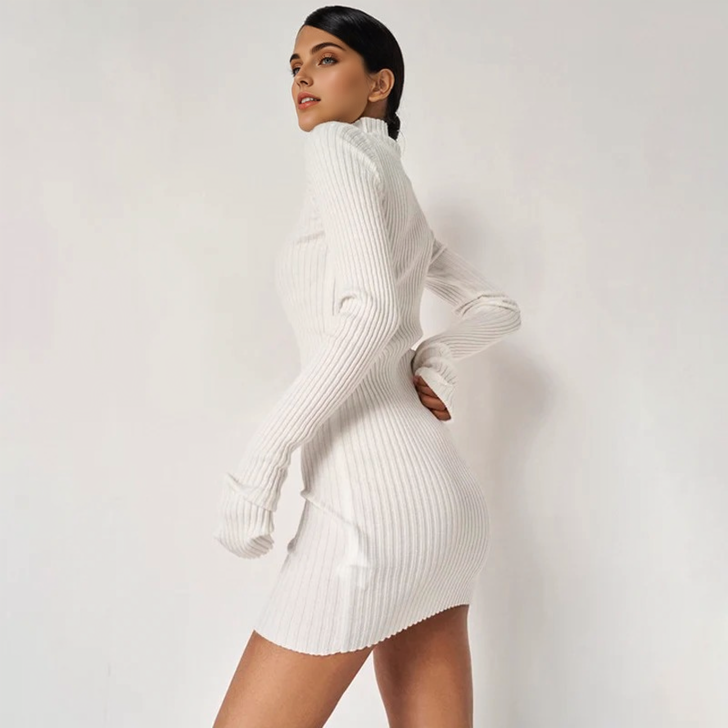 Julia Fashion - High-Neck Knitted Eomrn's Dress