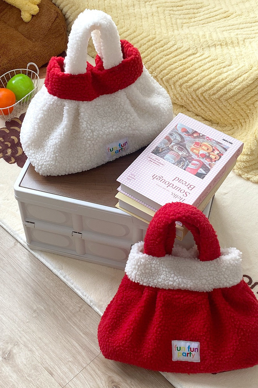 Cute Fuzzy Lamb Wool Handheld Bento New Year Gift Bag