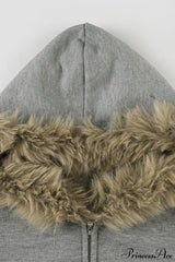 Fuzzy Solid Long Sleeve Zip-Up Hoodie