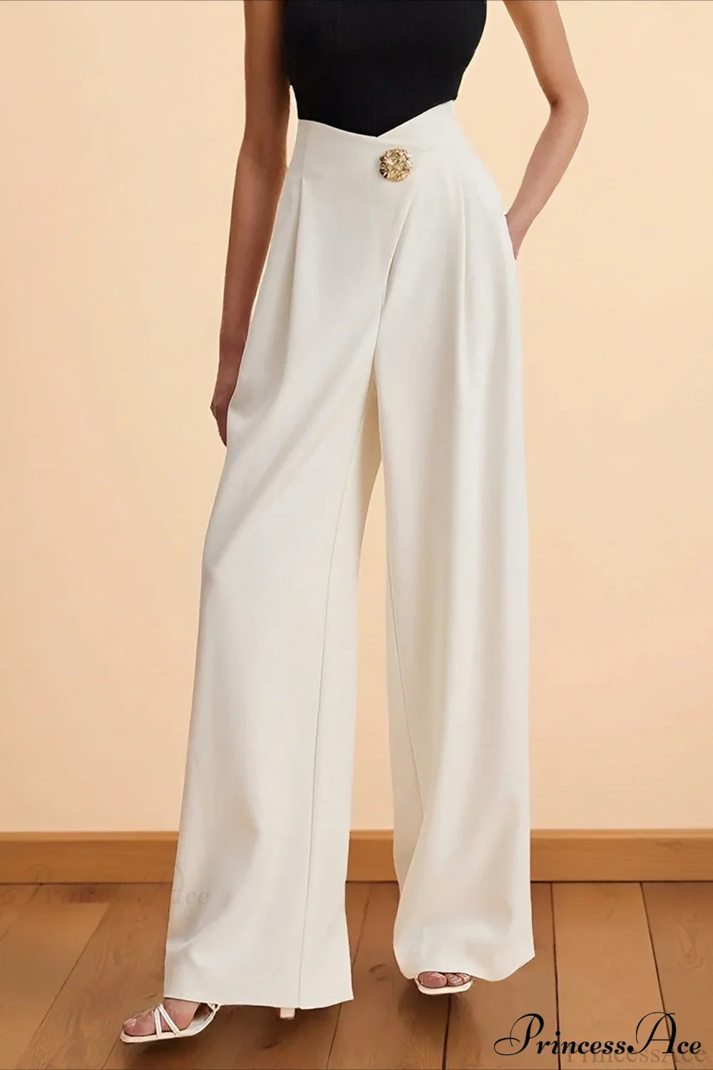 High-Waisted Wide-Leg Asymmetric Pants