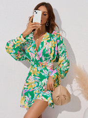 For Gown V-Neck And Flare Fit Wrap Flowered Women Coats-L