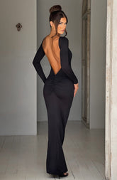 Evanna - Boat-Neck Backless Maxi Dress