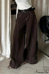 Vintage Brown High Waist Straight Leg Jeans Brown / S