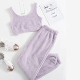 JuliaFashion - 2024 Warm Flannel Thick Coral Velvet Pajamas Set