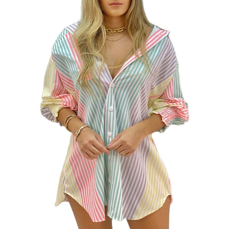 Women Fashion Striped Print Shirts