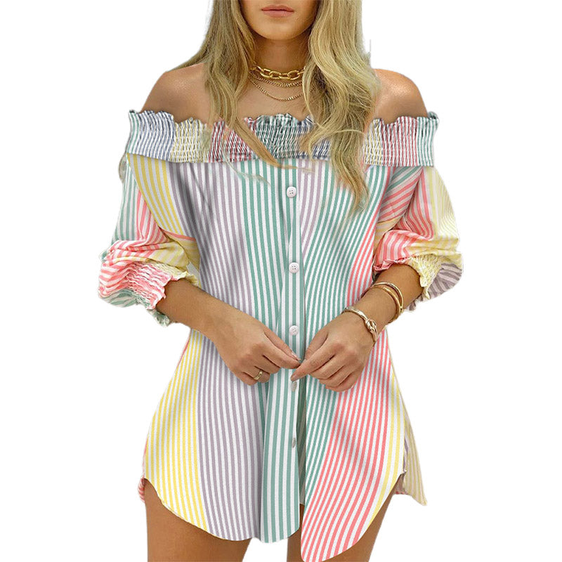 Women Fashion Striped Print Shirts