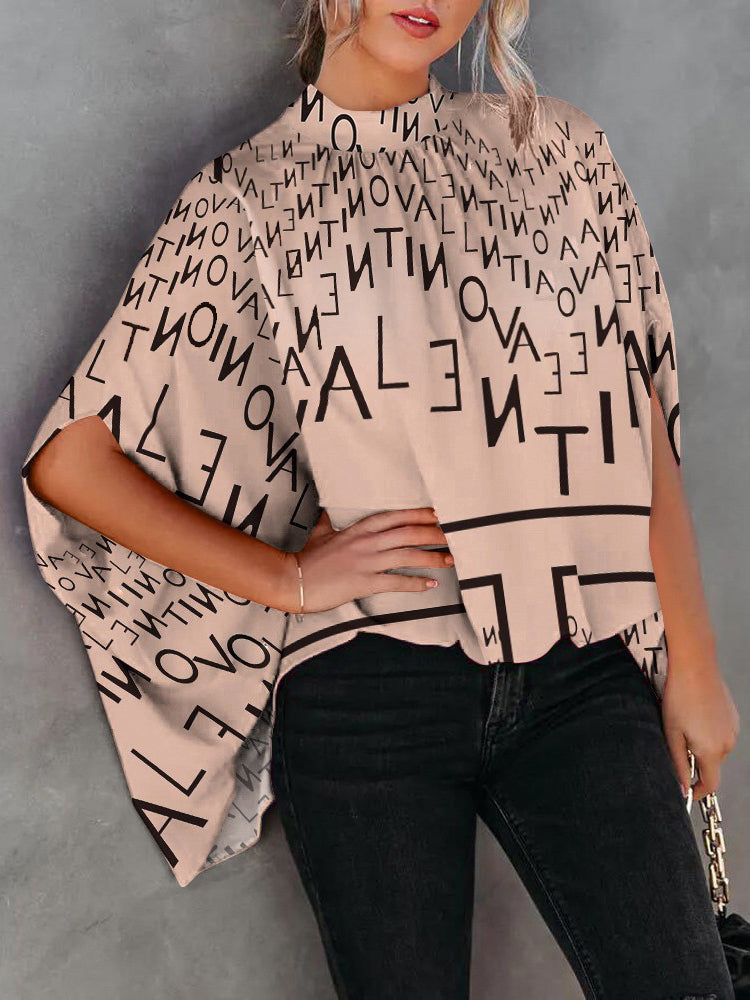 JuliaFashion - 2024 Women's Casual Batwing Sleeve Print O-neck Shirts Tops