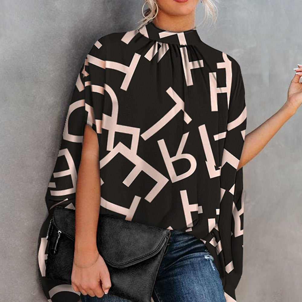 JuliaFashion - 2024 Women's Casual Batwing Sleeve Print O-neck Shirts Tops