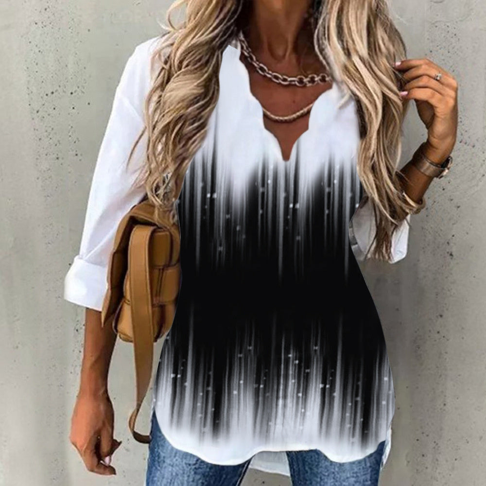 JuliaFashion - 2024 Women Vintage Casual Shirt Flower Printed Patchwork Loose Shirt