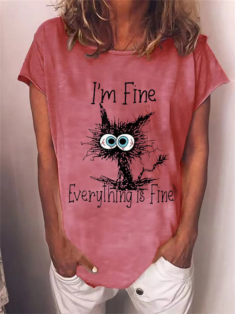 JuliaFashion - 2024 Women Short Sleeve O-Neck T-Shirt Letter Printing T-Shirt