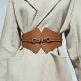 JuliaFashion-Fan-shaped Pair Buckle High Elastic Wide Belt