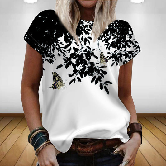 JuliaFashion - 2024 Women's Fashion Summer Print Short Sleeve T Shirt