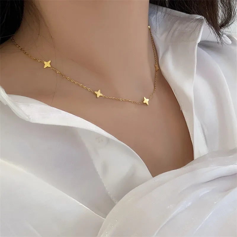 JuliaFashion-Mini Star Gold Choker Necklace