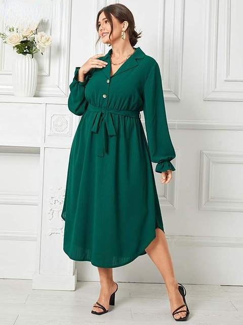JuliaFashion - 2024 Solid Long Sleeve Autumn Dresses