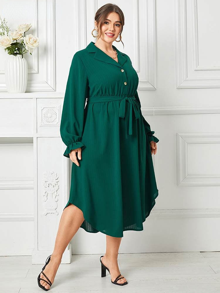 JuliaFashion - 2024 Solid Long Sleeve Autumn Dresses