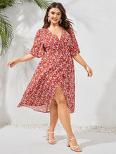 JuliaFashion-Party Vestidos V Neck Casual Wrap Slit Midi Dress