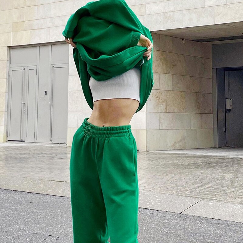 JuliaFashion - 2024 Two Pieces Set Hoodie + Trouser Suit