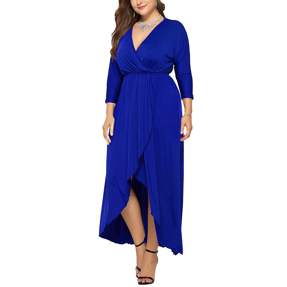 JuliaFashion - 2024 Solid Curve Pleated Waist Party Ruffled Dress
