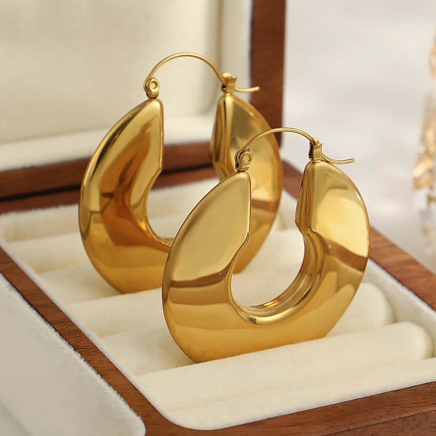 JuliaFashion-Gold Color Chunky Hoop Earrings