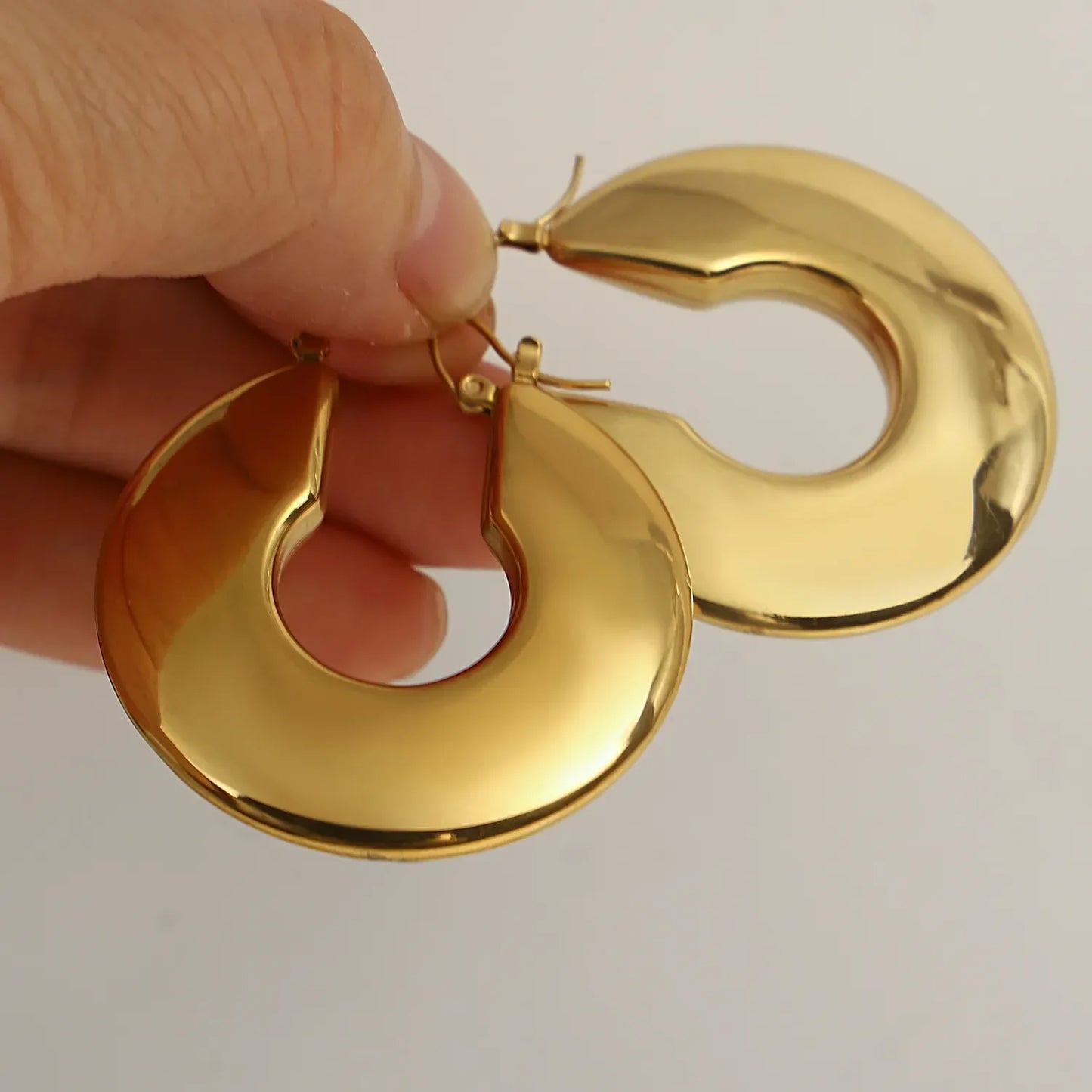 JuliaFashion-Gold Color Chunky Hoop Earrings