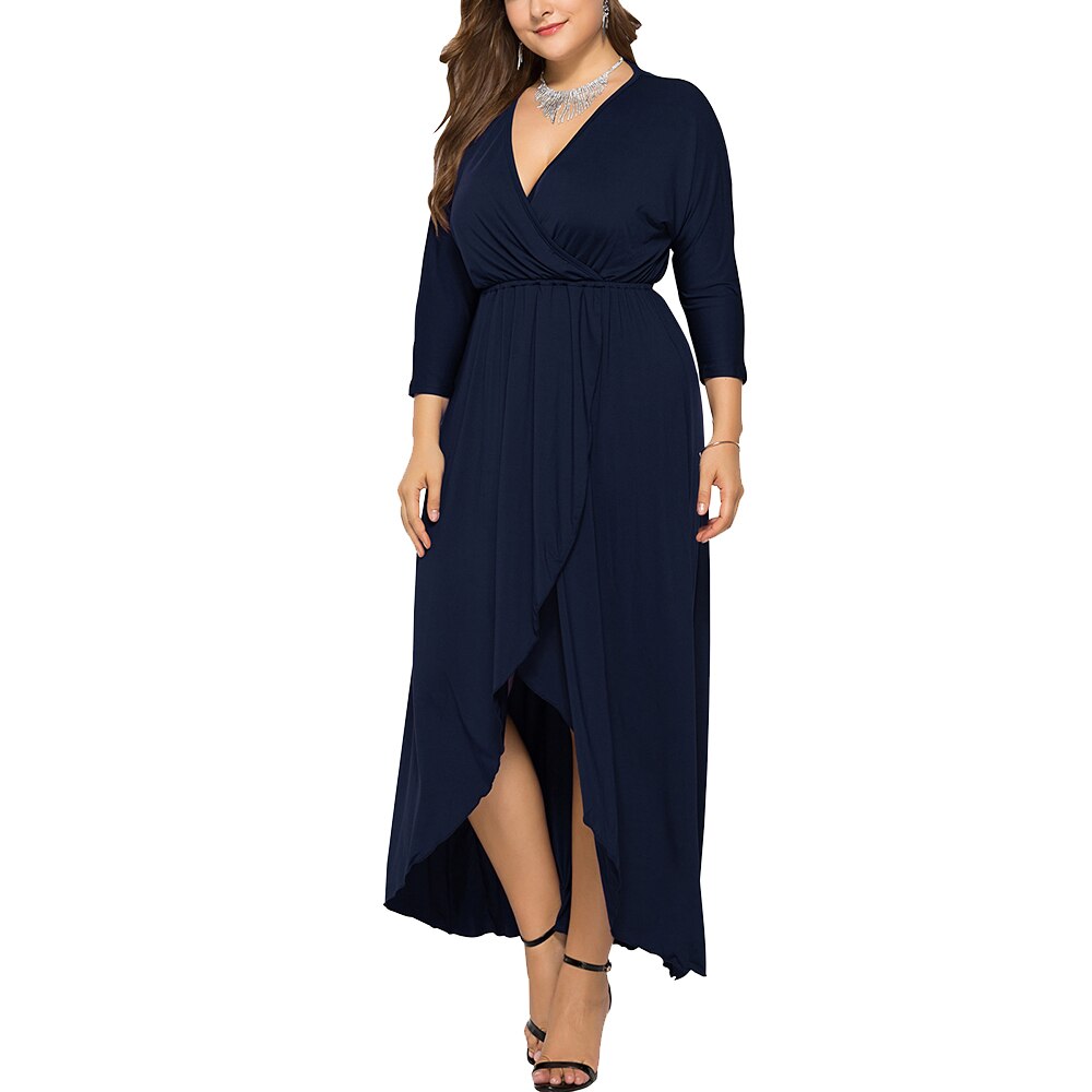 JuliaFashion - 2024 Solid Curve Pleated Waist Party Ruffled Dress