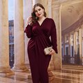 JuliaFashion-Gentle Pleated Design V-Neck Stylish Pencil Bodycon Dress