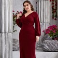 JuliaFashion - 2024 V-Neck High Waist Sleeve Wave Bodycon Dress