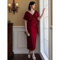 JuliaFashion-Pencil Bodycon Hem Back Slit Deep Party Dresses