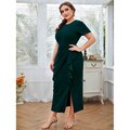 JuliaFashion-Gentle O-Neck Ruffles Hip Wrap Office Lady Dresses