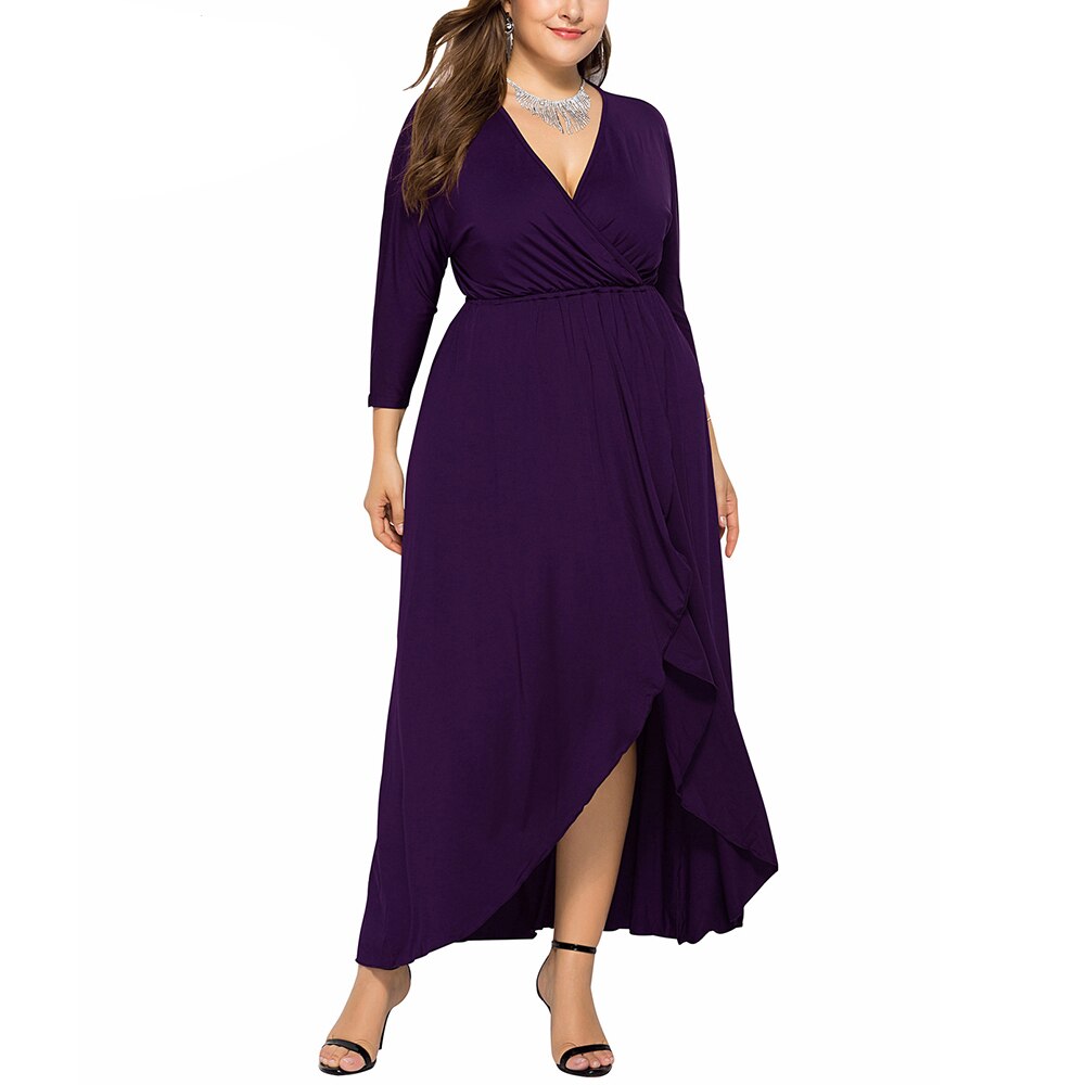 JuliaFashion - 2024 Solid Curve Pleated Waist Party Ruffled Dress