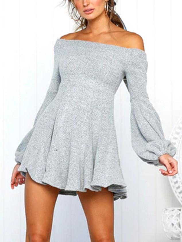 JuliaFashion - 2024 Puff Sleeve Off-Shoulder Mini Dress