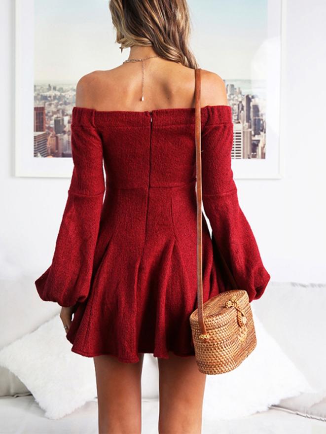 JuliaFashion - 2024 Puff Sleeve Off-Shoulder Mini Dress