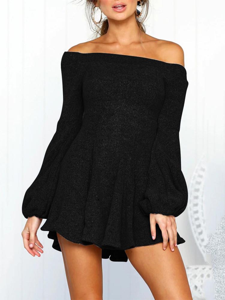 JuliaFashion - 2024 Puff Sleeve Off-Shoulder Mini Dress