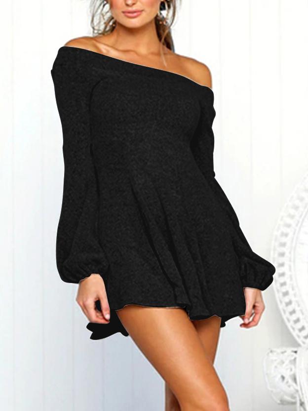 JuliaFashion - 2024 Puff Sleeve Off-Shoulder Mini Dress