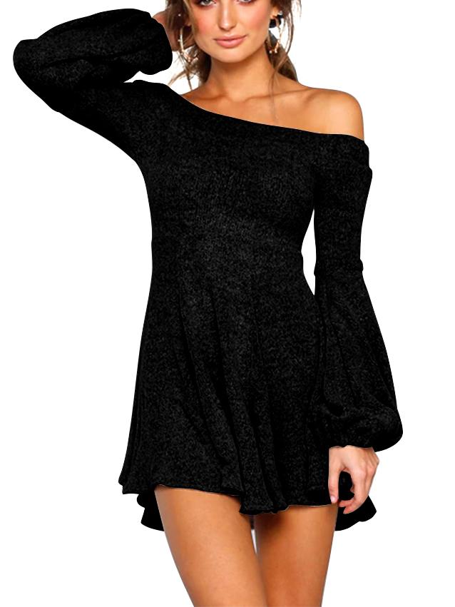 JuliaFashion - 2024 Puff Sleeve Off-Shoulder Mini Dress
