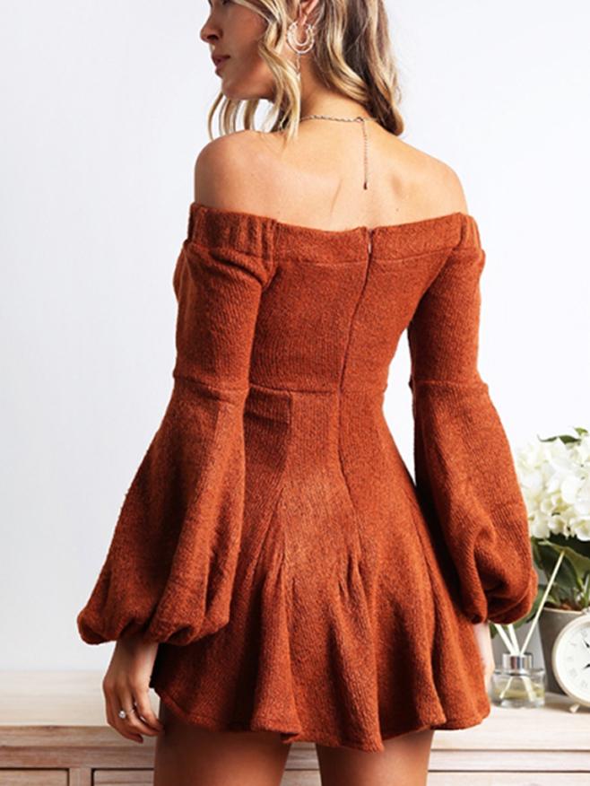 JuliaFashion - 2024 Puff Sleeve Off-Shoulder Mini Dress