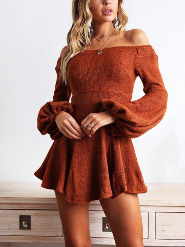 JuliaFashion - 2024 Puff Sleeve Off-Shoulder Mini Dress