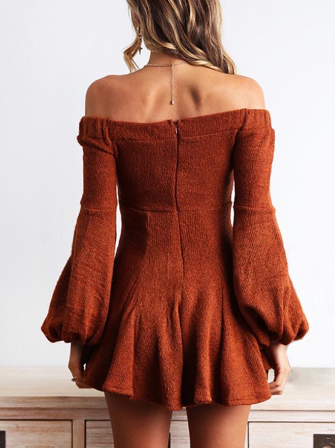 JuliaFashion - 2024 Puff Sleeve Off-Shoulder Mini Dress