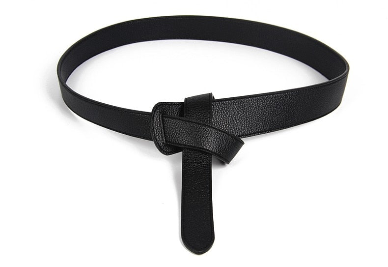 JuliaFashion-Knotted Decoration Skirt Simple Long Wide Belts