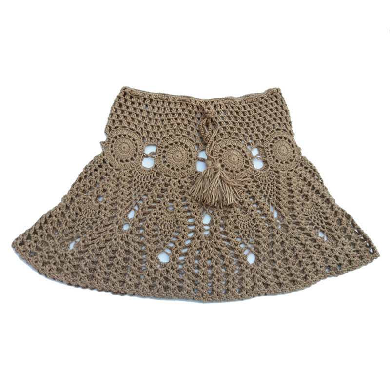 JuliaFashion - 2024 Women Summer Candy Color Handmade Cotton Knitted Crochet Mini Skirts